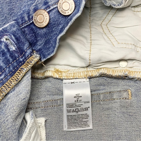 GAP High Rise Bermuda DK Dark Indigo Denim Shorts w/Raw Hem, size 4/27 - Picture 5 of 5